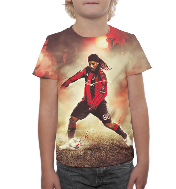 Футболка для мальчиков с изображением Роналдиньо цвета Белый