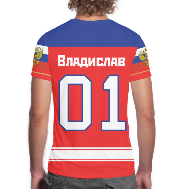 Мужская футболка с изображением Хоккеист Владислав цвета Белый