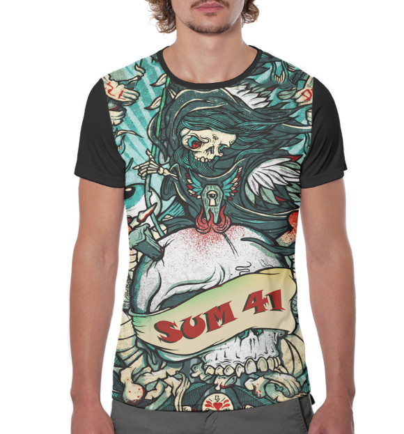 Мужская футболка с изображением Sum 41 цвета Белый