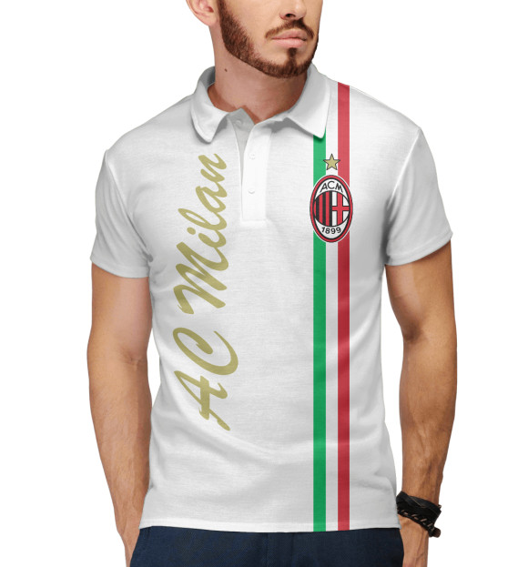 Мужское поло с изображением AC Milan цвета Белый