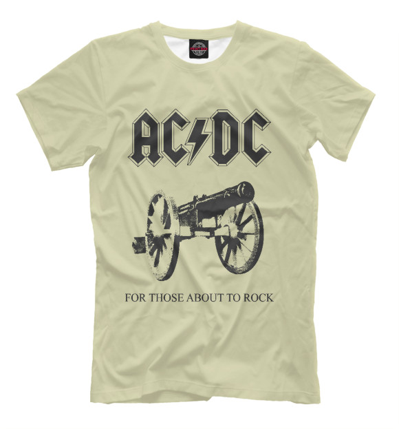 Мужская футболка с изображением AC/DC цвета Бежевый