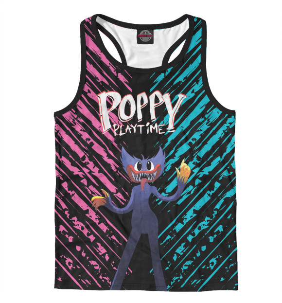 Мужская майка-борцовка с притом Poppy Playtime цвета Белый Мужская майка-борцовка с изображением Poppy Playtime цвета Белый