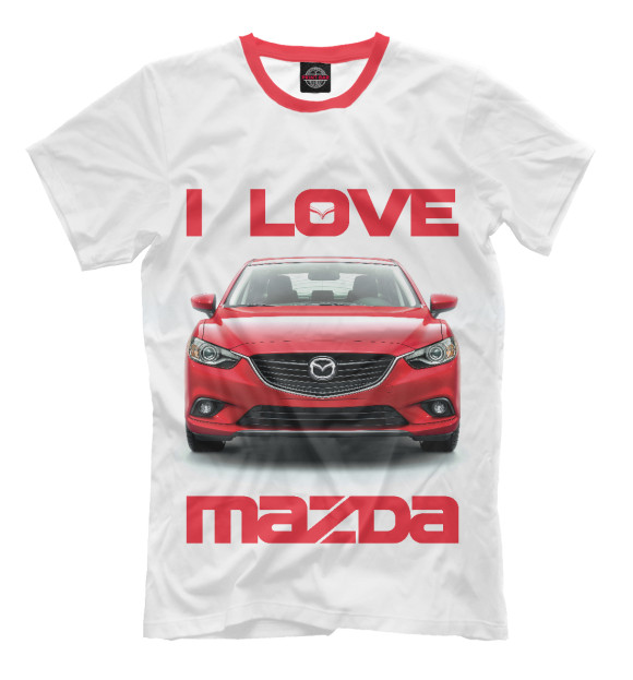 Мужская футболка с изображением I love MAZDA цвета Молочно-белый