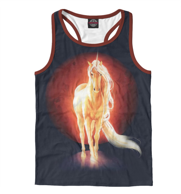 Мужская майка-борцовка с изображением Единорог цвета Белый