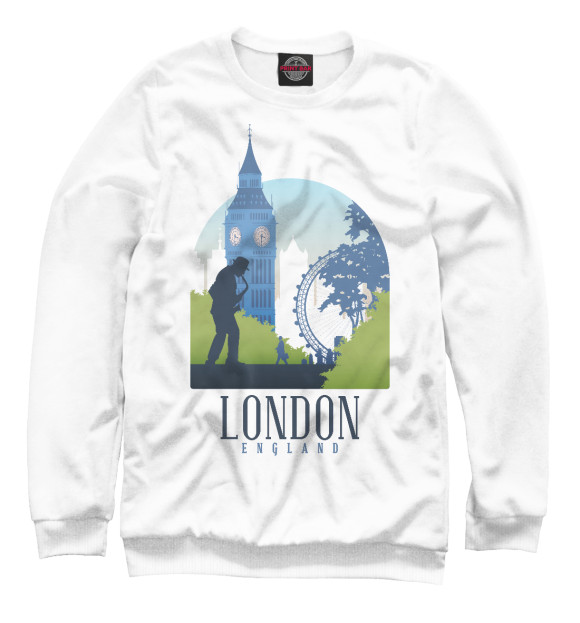Мужской свитшот с изображением London цвета Белый
