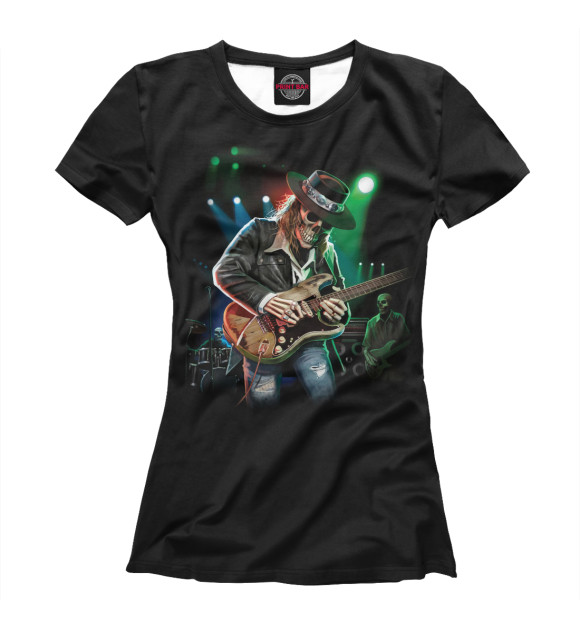 Женская футболка с изображением Гитарист цвета Белый