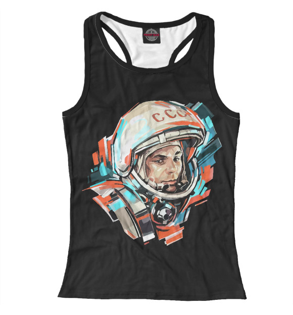 Женская майка-борцовка с изображением Гагарин цвета Белый