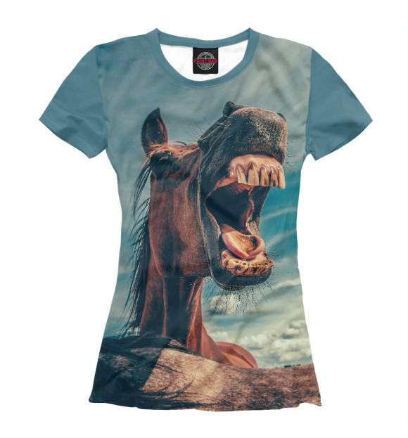 Футболка для девочек с изображением Конь цвета Белый