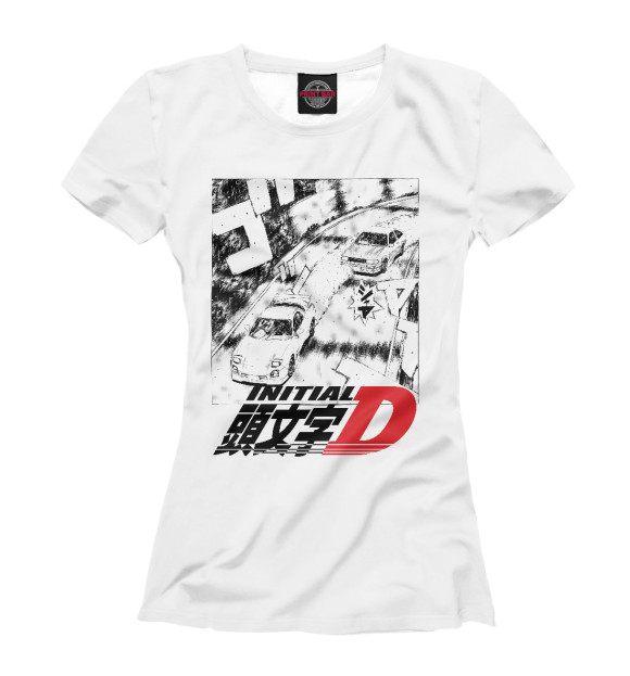 Женская футболка с изображением Initial D Drift цвета Белый