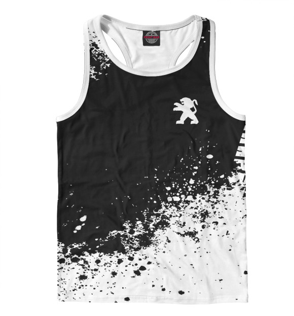 Мужская майка-борцовка с изображением Peugeot abstract sport uniform цвета Белый