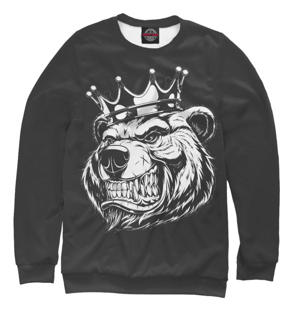 Мужской свитшот с изображением Медведь король цвета Белый