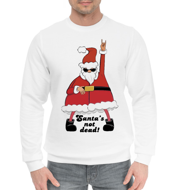 Мужской хлопковый свитшот с изображением Santa's not dead! цвета Белый