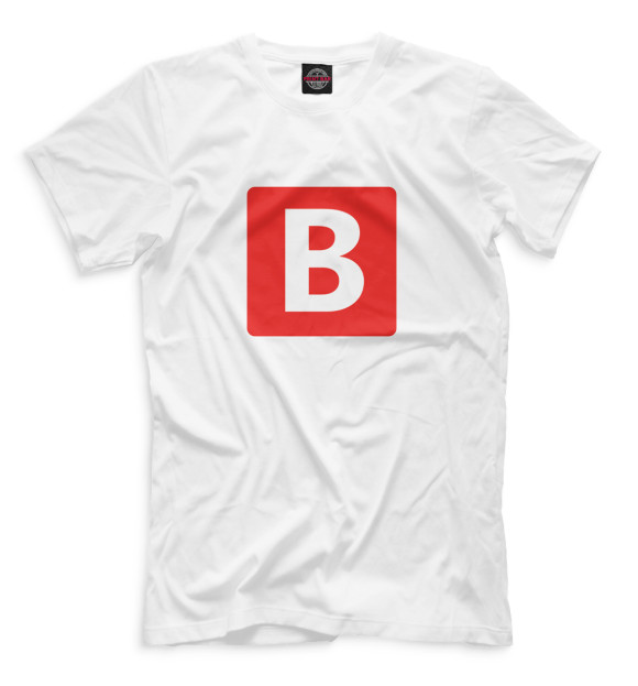 Мужская футболка с изображением B белый фон цвета Белый