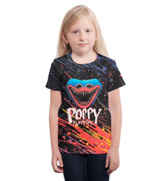 Футболка для девочек с изображением Poppy Playtime цвета Белый