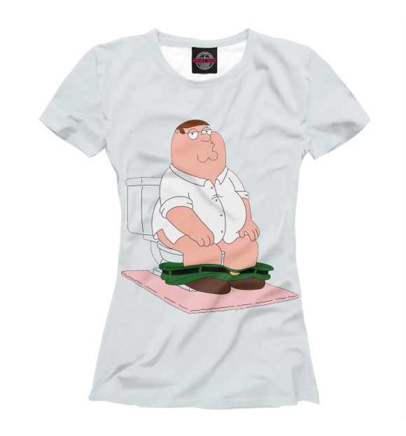 Женская футболка с изображением Питер на горшке цвета Белый