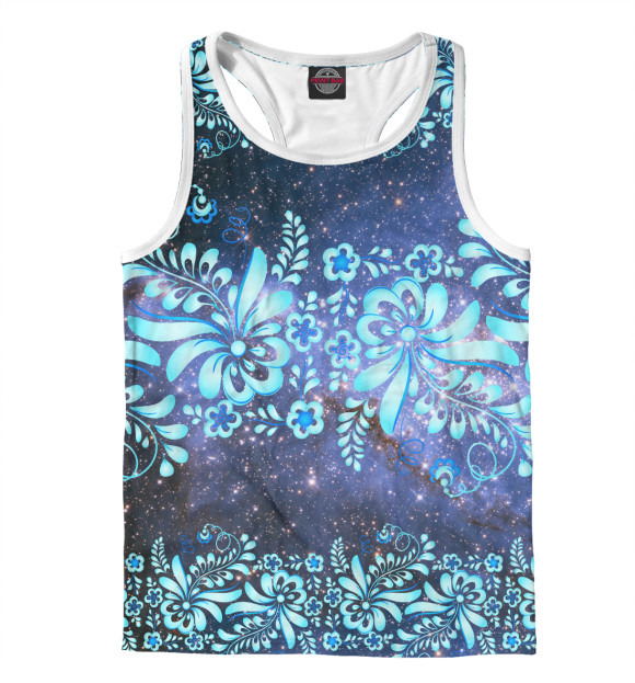 Мужская майка-борцовка с изображением Цветы хохлома цвета Белый