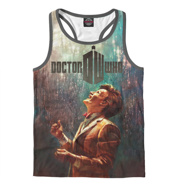 Мужская майка-борцовка с изображением Доктор цвета Белый