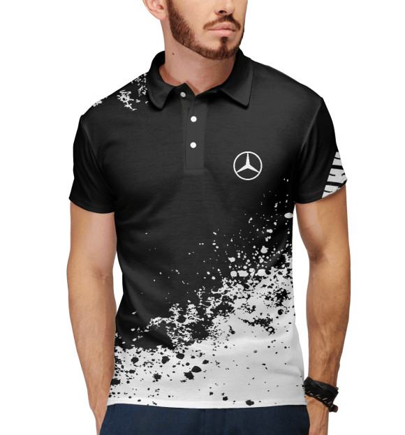 Мужское поло с изображением Mercedes-Benz abstract sport uniform цвета Белый