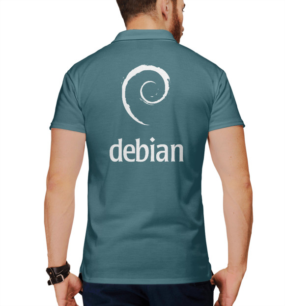 Мужское поло с изображением Debian Blue цвета Белый