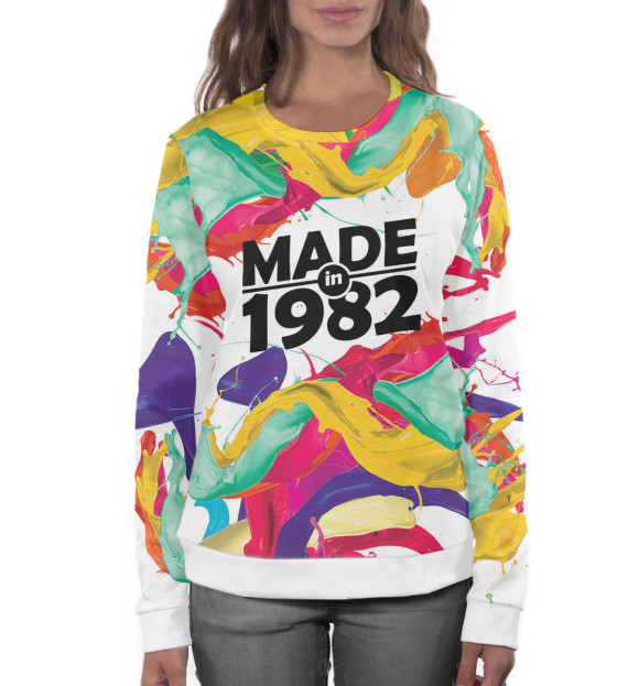 Женский свитшот с изображением Made in 1982 цвета Белый
