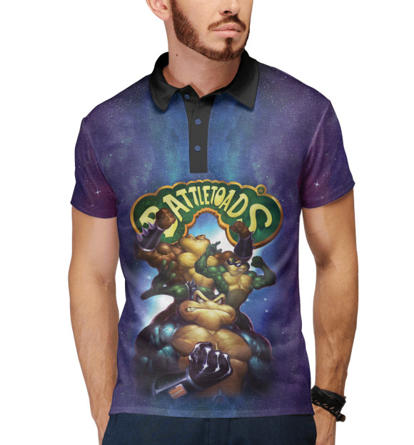Мужское поло с изображением Battletoads (NES) цвета Белый
