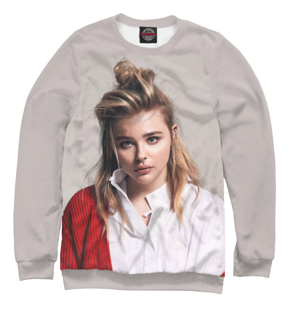 Женский свитшот с изображением Chloe Moretz цвета Белый