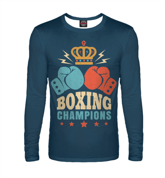 Мужской лонгслив с изображением Boxing цвета Белый