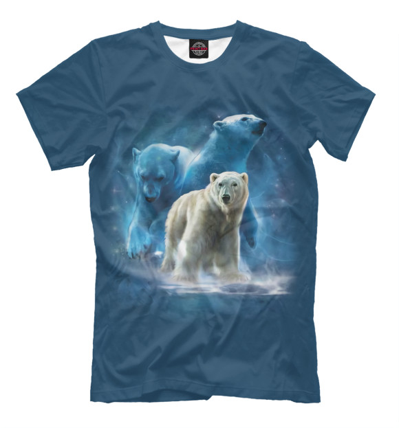 Мужская футболка с изображением Белые медведи цвета Серый
