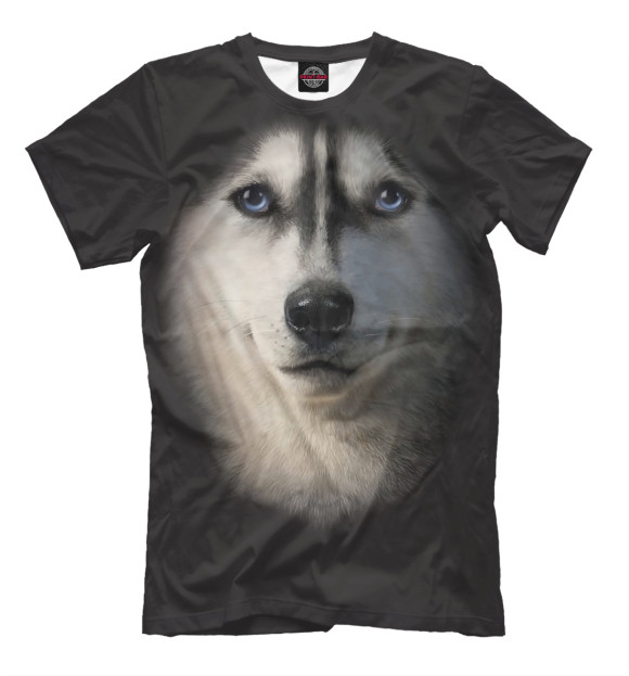 Мужская футболка с изображением Собака цвета Черный