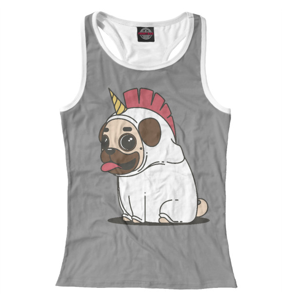 Женская майка-борцовка с изображением Единорог цвета Белый