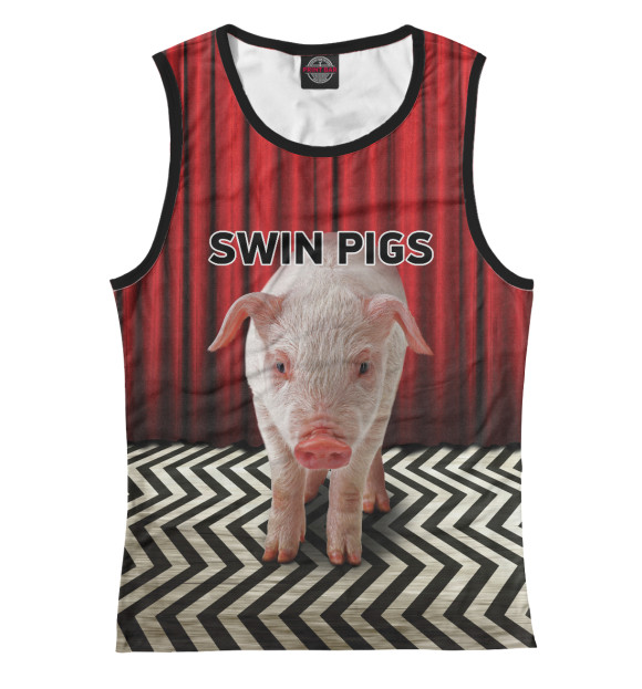 Майка для девочки с изображением Swin Pigs цвета Белый