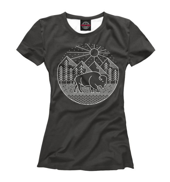 Женская футболка с изображением Этно-бизон цвета Белый