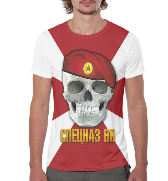 Мужская футболка с изображением Спецназ ВВ цвета Белый