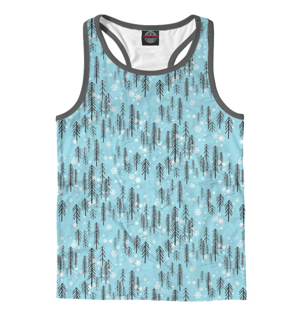 Мужская майка-борцовка с изображением Елочки и снежинки цвета Белый