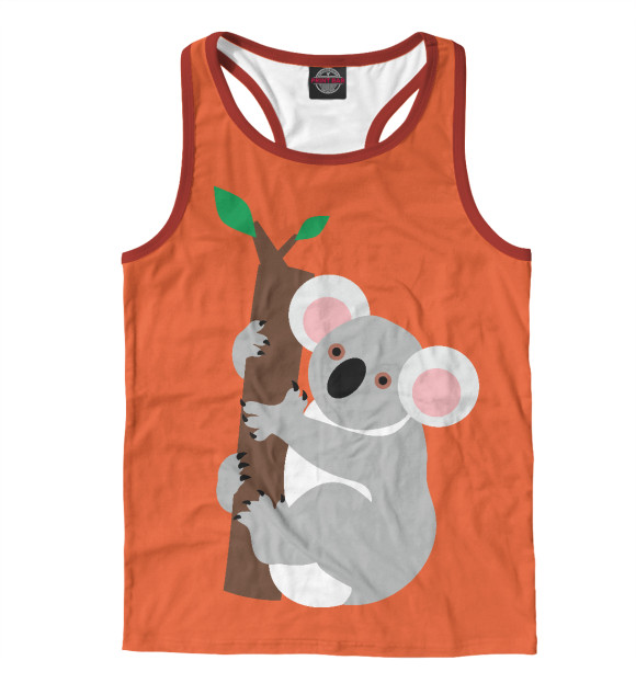 Мужская майка-борцовка с притом Коала на эвкалипте цвета Белый Мужская майка-борцовка с изображением Коала на эвкалипте цвета Белый