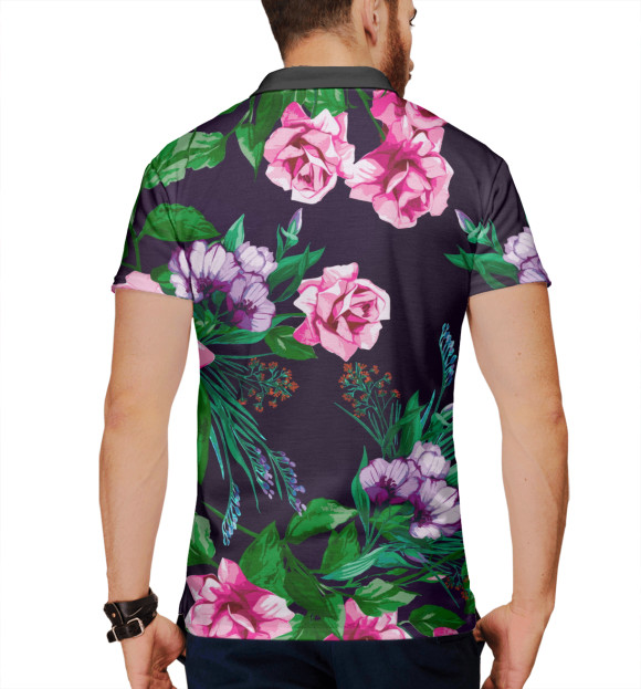 Мужское поло с изображением Цветы цвета Белый