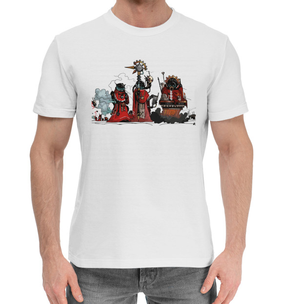 Мужская хлопковая футболка с изображением Warhammer цвета Белый