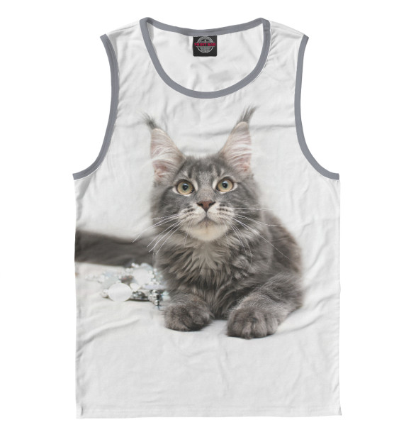 Майка для мальчика с притом Кот цвета Белый Майка для мальчика с изображением Кот цвета Белый