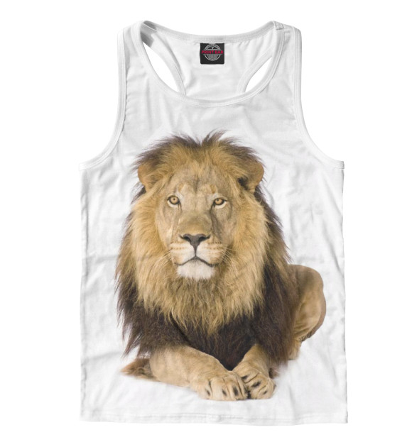 Мужская майка-борцовка с изображением Лев цвета Белый