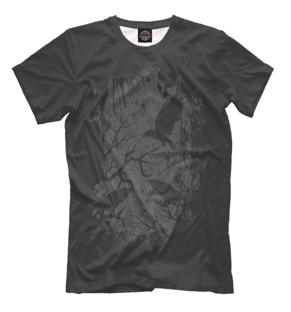 Мужская футболка с изображением Вороны цвета Молочно-белый