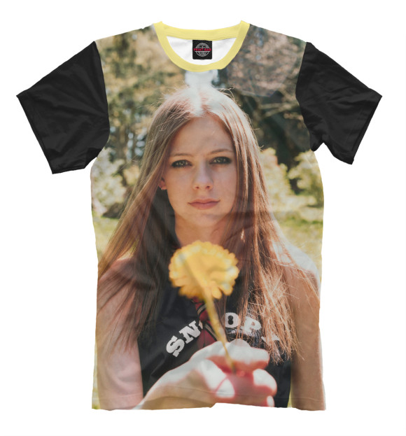 Мужская футболка с изображением Young Avril Lavigne цвета Молочно-белый
