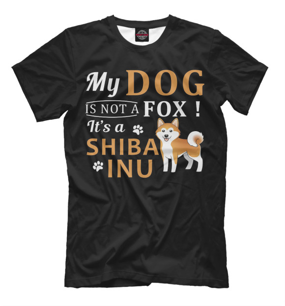 Мужская футболка с изображением shiba inu цвета Черный