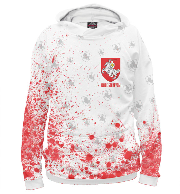 Мужское худи с изображением Живе Беларусь! цвета Белый