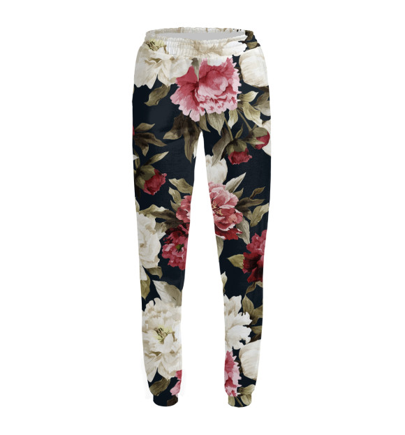 Женские спортивные штаны с изображением Розы цвета Белый