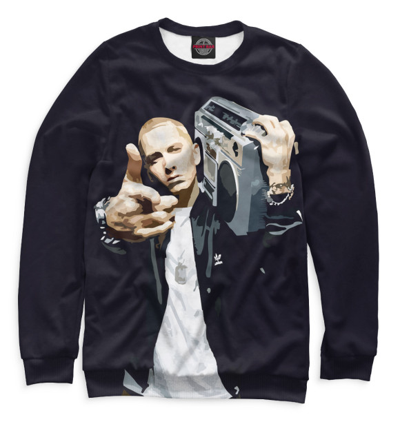 Мужской свитшот с изображением Eminem цвета Белый
