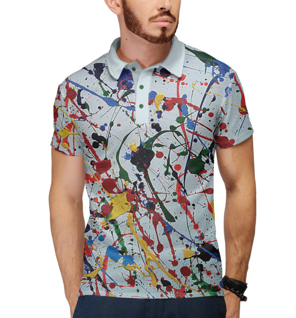 Мужское поло с притом Летающие цвета цвета Белый Мужское поло с изображением Летающие цвета цвета Белый