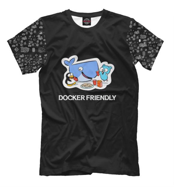 Мужская футболка с изображением docker-friendly цвета Черный