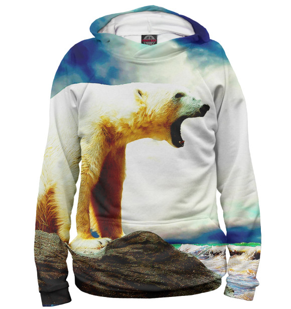 Мужское худи с изображением Медведи цвета Белый