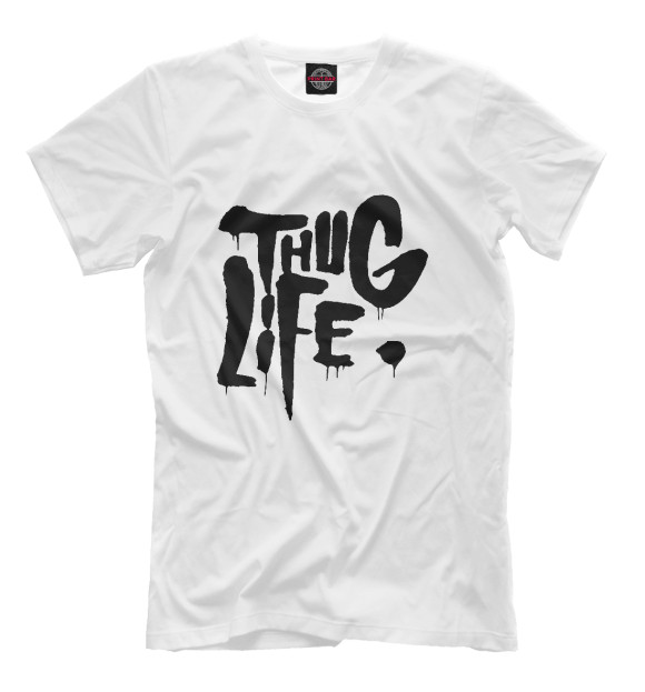 Мужская футболка с изображением Thug life цвета Молочно-белый