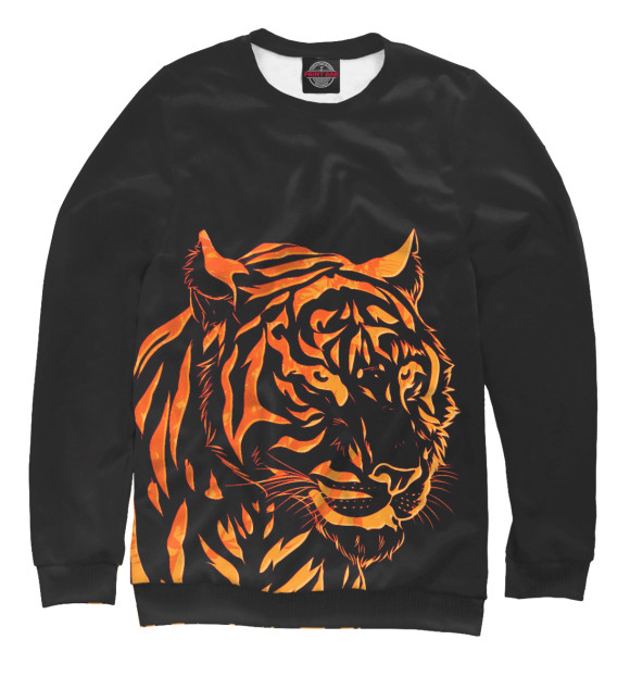 Мужской свитшот с изображением Огненный тигр цвета Белый